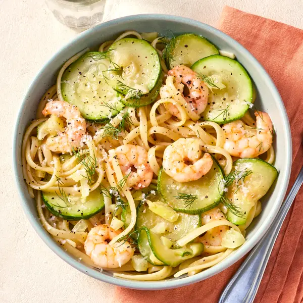 Linguine mit Garnelen und Zucchini