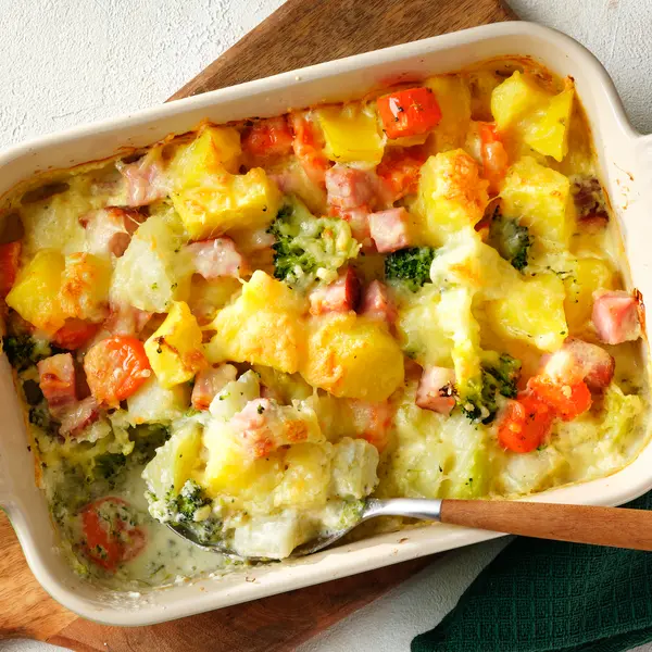 Buntes Gemüsegratin mit Kasseler