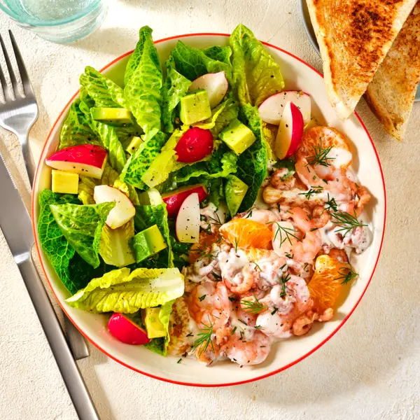 Nordseekrabben-Cocktail mit frischem Salat