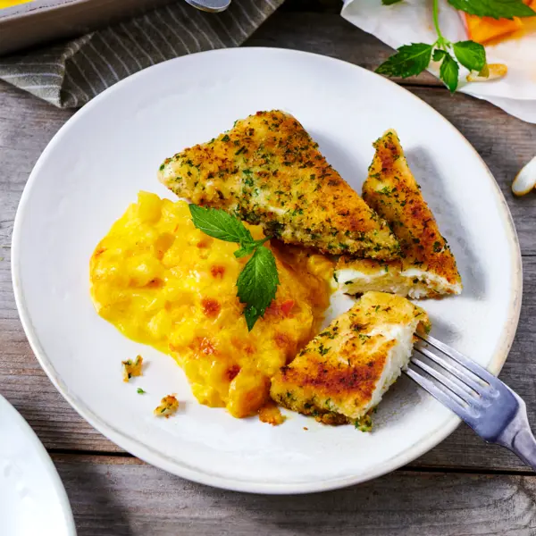 Kürbis-Kartoffel-Gratin mit Kräuterhalloumi