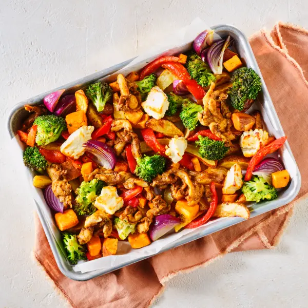 Ofengemüse vom Blech mit Hähnchen