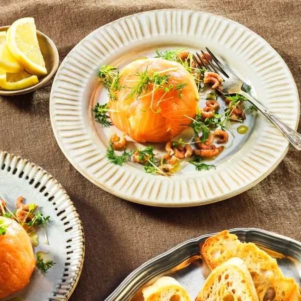 Lachsbonbons mit Garnelenfüllung