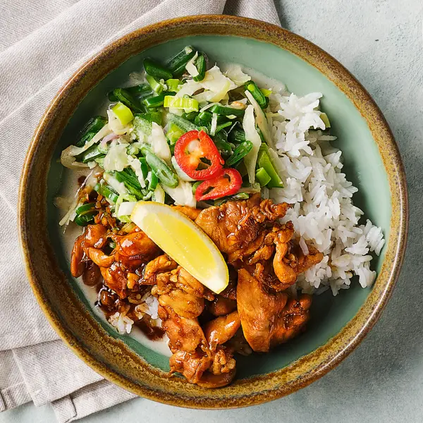 Teriyaki-Hähnchen mit Kokosgemüse