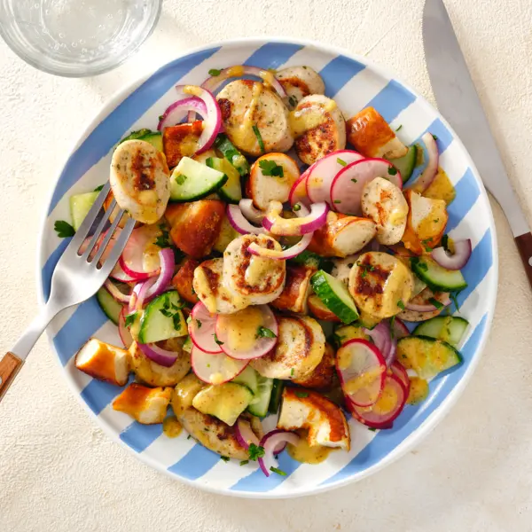 Weißwurst-Salat mit süßem Senf