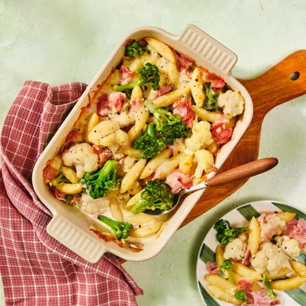 Schupfnudel-Gratin mit Schinken