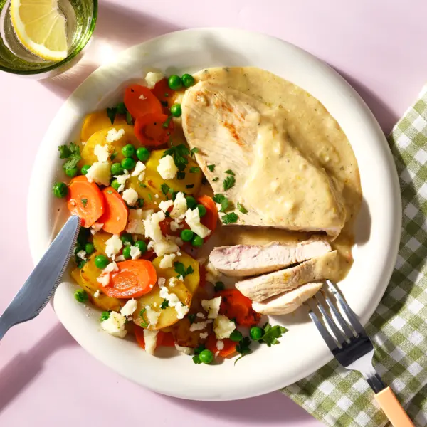 Zitronen-Schnitzel mit Frühlingsgemüse