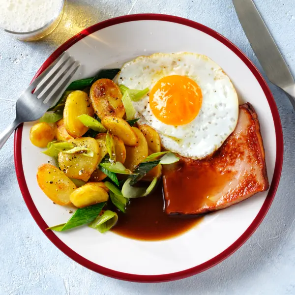 Leberkäse mit Bratkartoffeln