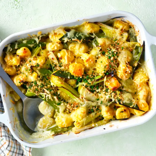 Gnocchi-Lauch-Auflauf mit Knusper-Topping