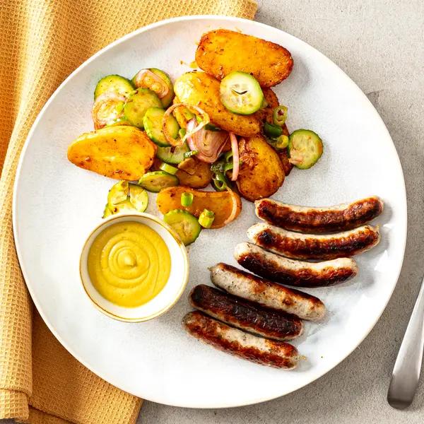 Bratwurst mit lauwarmem Kartoffelsalat