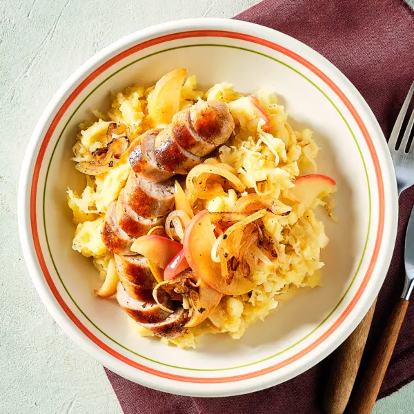 Sauerkraut-Stampf mit Bratwurst