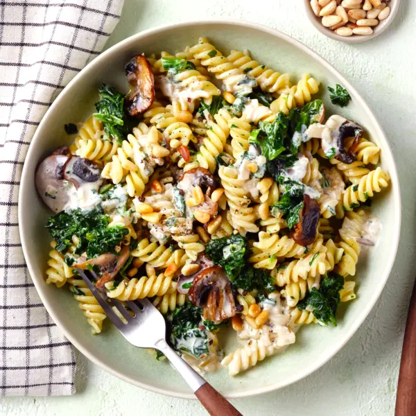 Champignon-Spinat-Pasta