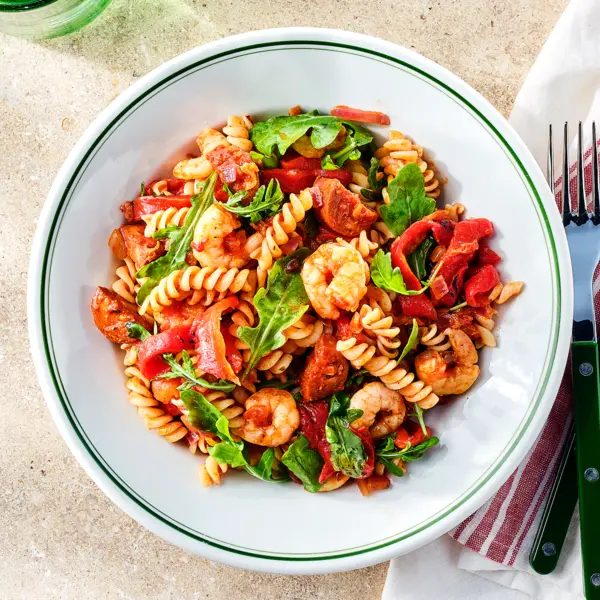 Fusilli mit Chorizo und Garnelen