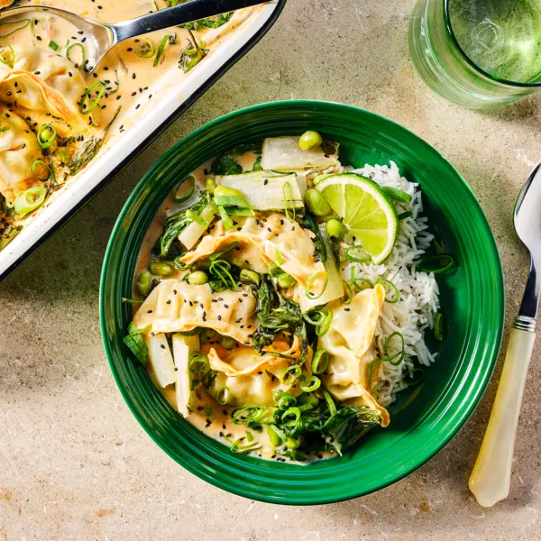 Gyoza-Auflauf mit Reis