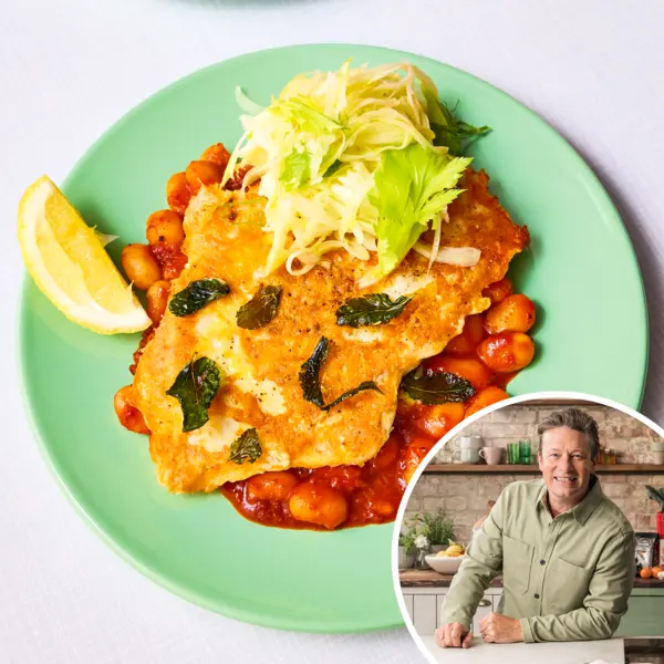 Knuspriges Parmesanhähnchen & Bohnen