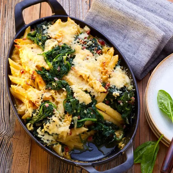 Nudelauflauf mit Spinat