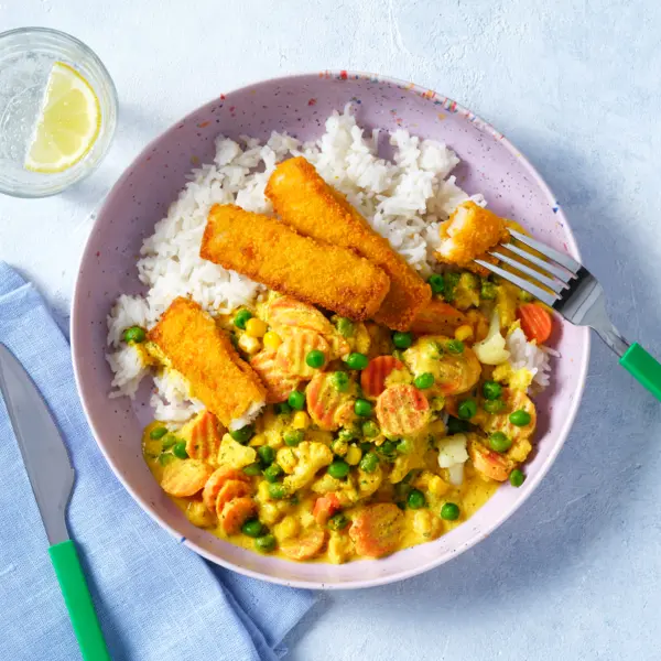 Seemannscurry mit Fischstäbchen