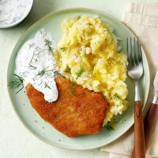 Schnitzel mit Blumenkohl-Püree
