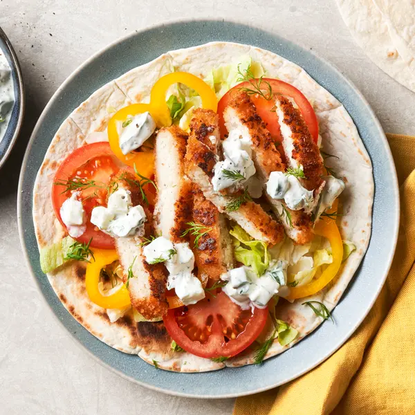 Hähnchenschnitzel-Wrap mit Zaziki