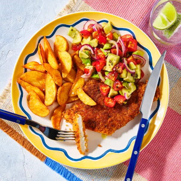 Schnitzel Mexican Style mit Kartoffelwedges