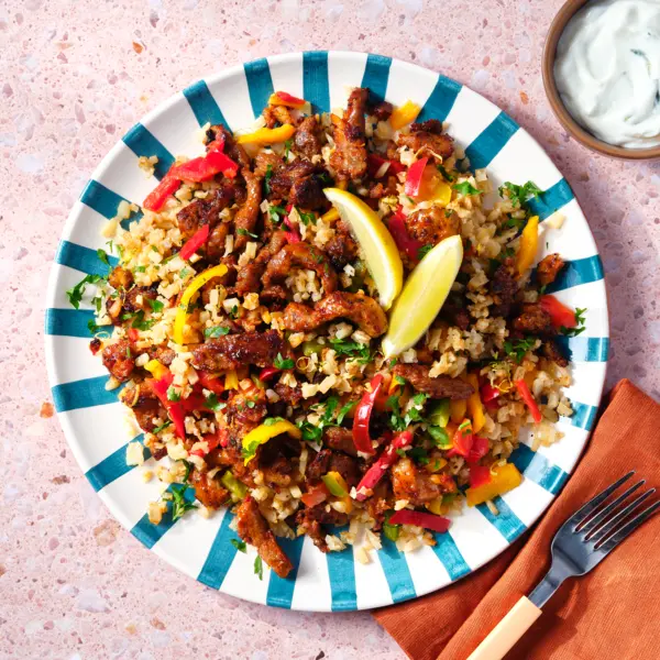 Gyros-Blumenkohlreis mit Zaziki