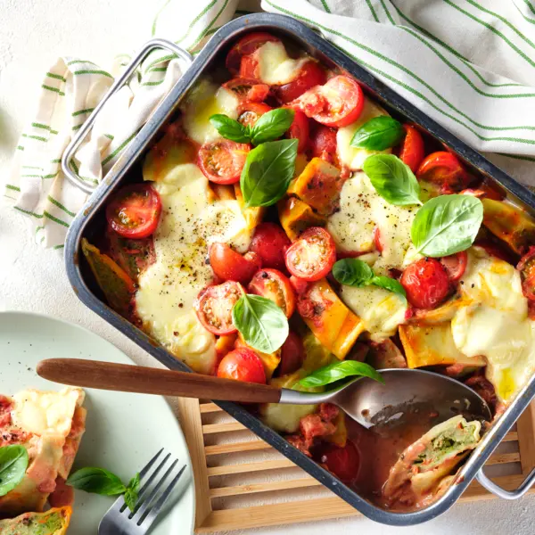 Maultaschen-Auflauf Tomate-Mozzarella