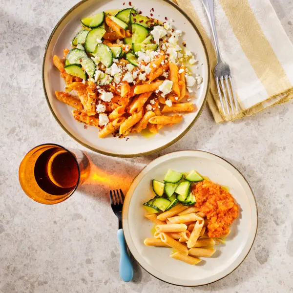 Penne mit schneller Paprika-Tomaten-Soße