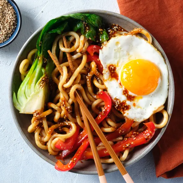 Chili Knoblauch Udonnudeln