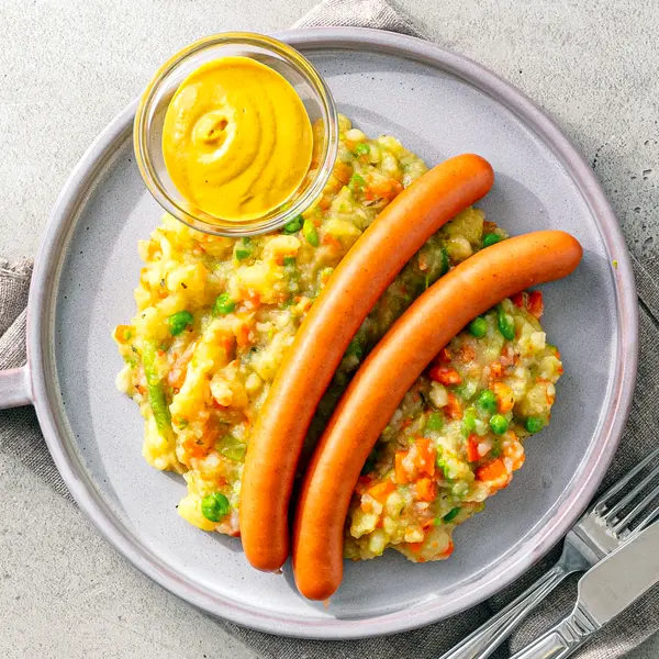 Wiener Würstchen mit Gemüsestampf