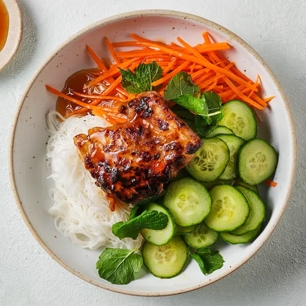 Reisnudel-Salat mit Teriyaki-Hähnchen