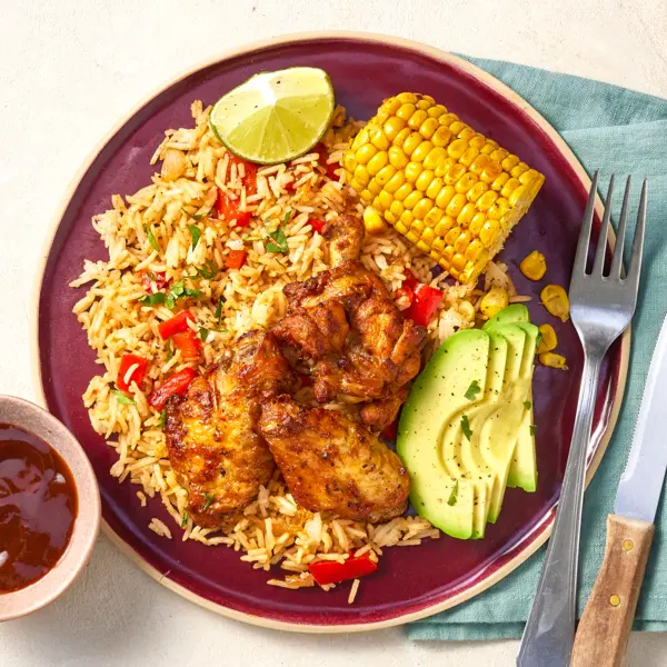 Tex-Mex-Reis mit Hähnchenkeulen