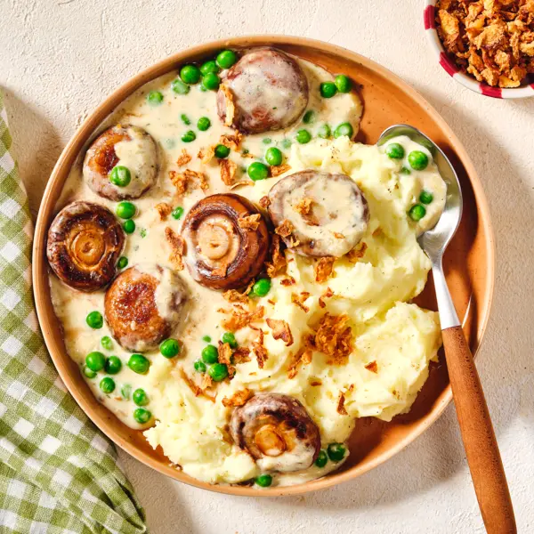 Champignon-Rahm mit Kartoffelpüree