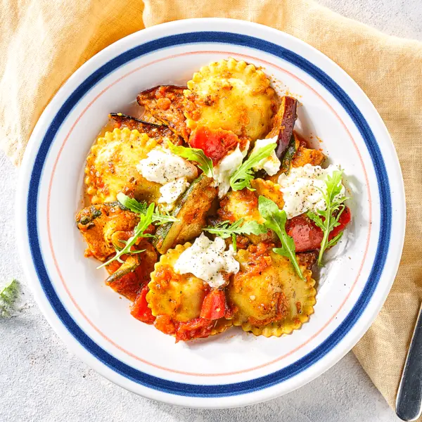 Ravioli mit gegrilltem Gemüse