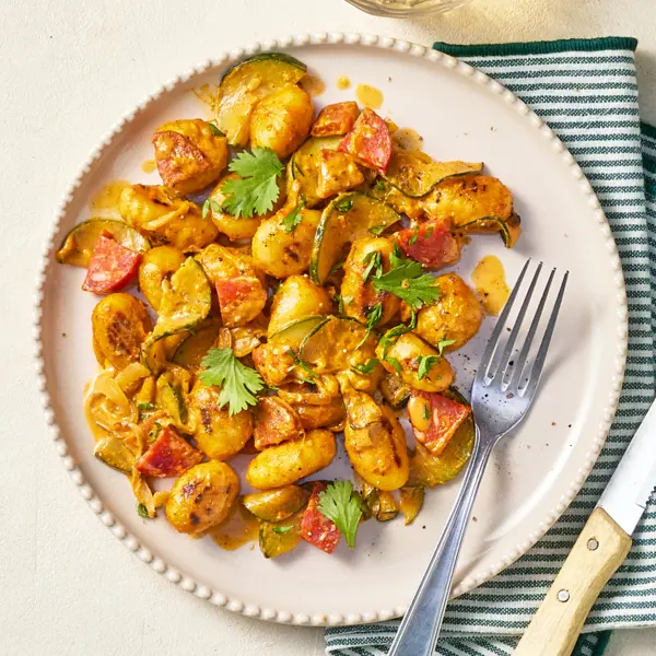 Gnocchi-Curry mit Chorizo & Zucchini