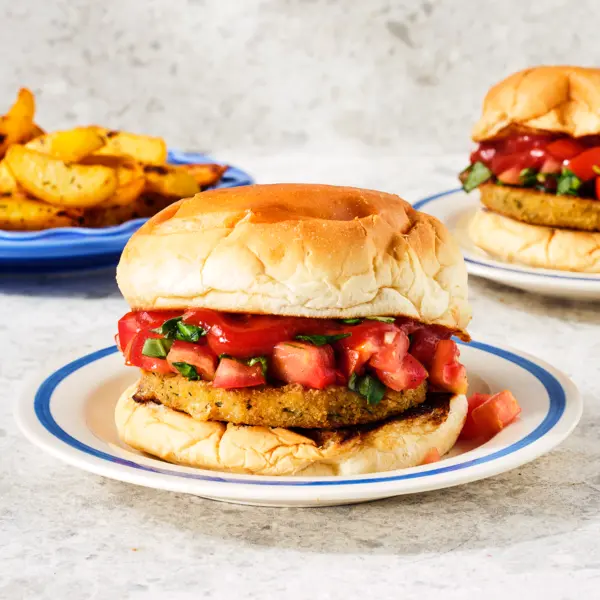 Vegetarischer Bruschettaburger