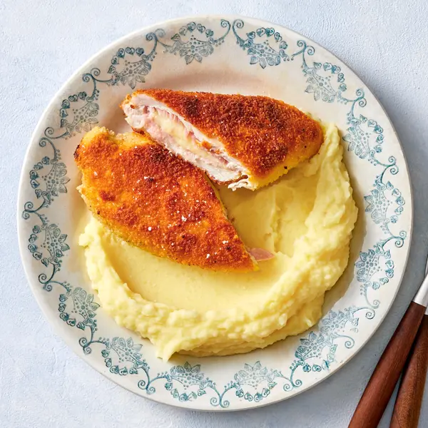 Cordon bleu mit Kartoffelpüree