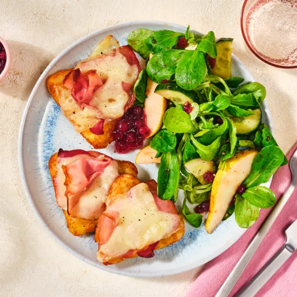 Gruyère-Röstis mit Feldsalat