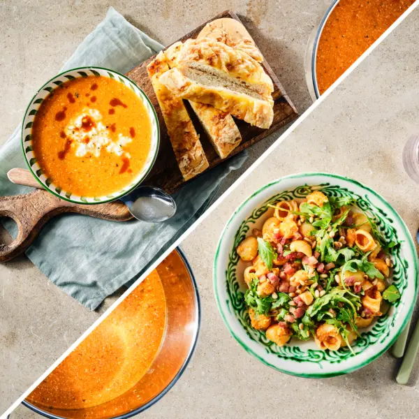 Pasta mit Paprikasoße + geröstete Paprikasuppe