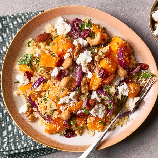 Couscous mit geröstetem Kürbis und Ziegenkäse
