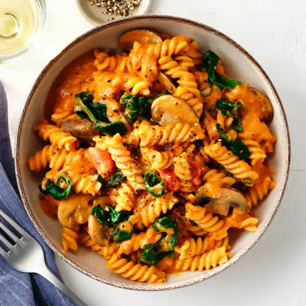 Champignon-Spinat-Nudeln