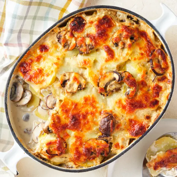 Kartoffelgratin mit Champignons