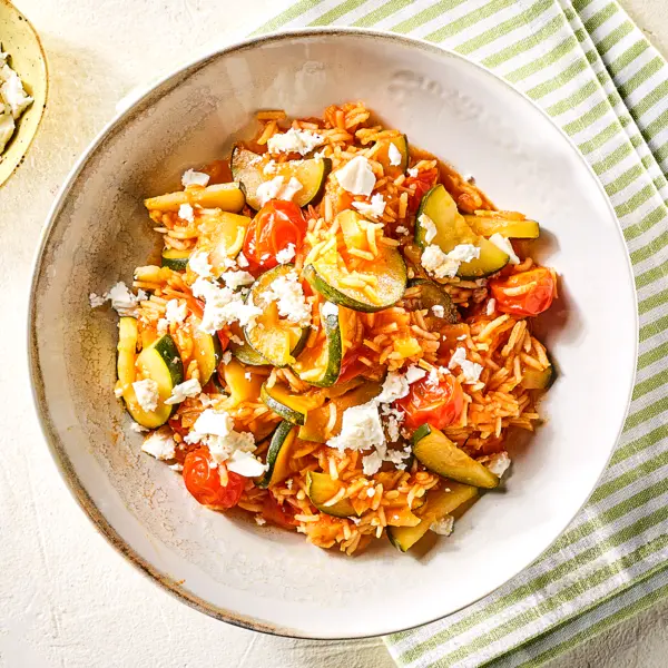 Mediterrane Zucchini-Reis-Pfanne