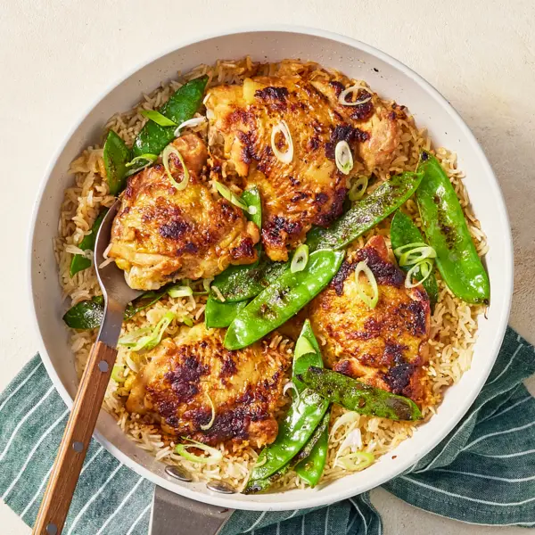 Eintopf mit Hühnchen und Reis