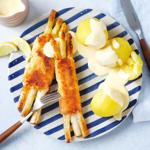 Spargel Cordon Bleu mit Kartoffeln