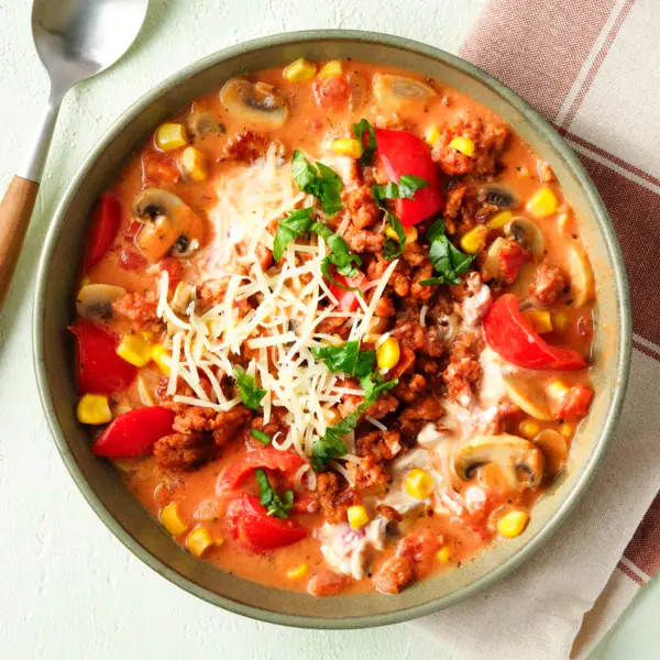 Vegetarische Pizzasuppe