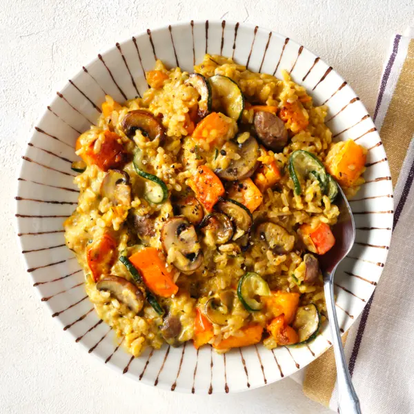 Kürbisrisotto mit Champignons