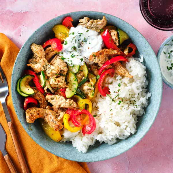 Gyros-Putengeschnetzeltes mit Reis