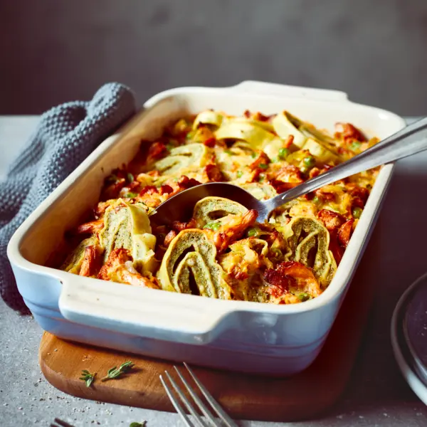Pilz-Maultaschen-Auflauf