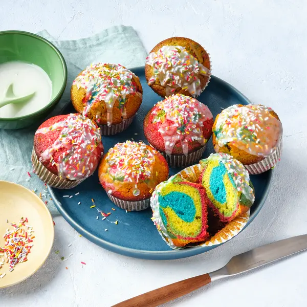Bunte Geburtstags Muffins