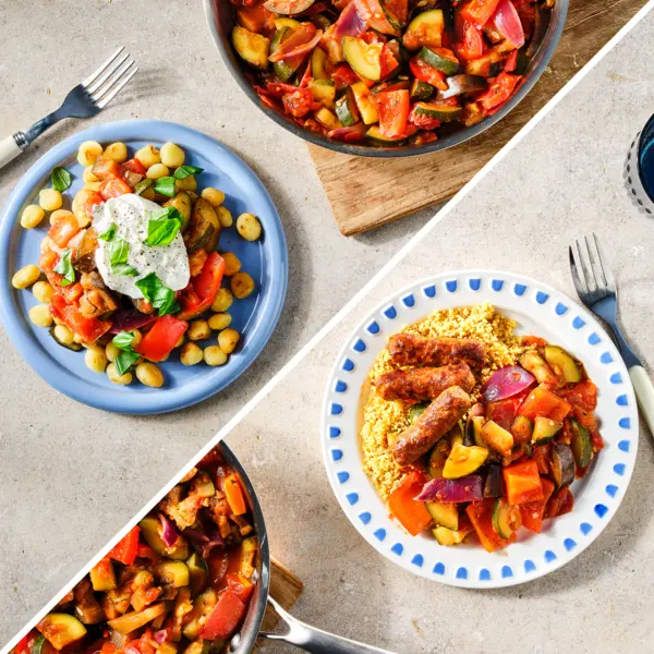 Ratatouille mit Couscous + Gnocchi mit Burrata