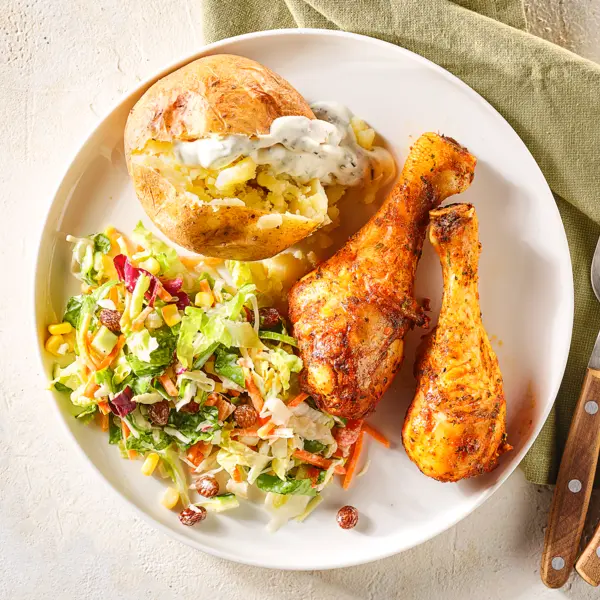 Hähnchenkeulen mit Ofenkartoffel